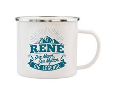 History & Heraldry Echter Kerl Emaille Becher, René, Mehrfarbig