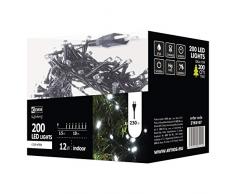Emos LED Lichterkette Typ Classic Cold, Länge 11,5m, 200 LEDs, 230V mit Stecker, geeignet für Innen Schutzklasse IP20, Farbe: kaltweiß
