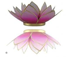 Trimontium Teelichthalter Pinkschimmer in Form Einer dreiblättrigen Lotusblüte, Capiz-Muschel, weiß/pink, 14 x 14 x 8 cm