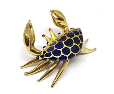 ZOOCRAFT Zocraft Glasfigur, Tiere, Krabbenfigur, Goldverzierung, Blau, mundgeblasen, bemalt, Miniatur-Küstendekoration, Stil