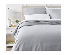 AmazonBasics - Bettwäsche-Set, Mikrofaser, melierter Stoff, 155 x 220 cm, Marineblau (Soft Navy)