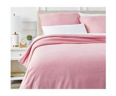 AmazonBasics - Bettwäsche-Set, Mikrofaser, melierter Stoff, 155 x 220 cm, Rot (Sandy Red)