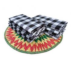 Linen Clubs Buffalo Tischläufer kariert, Baumwolle, Buffalo Black/White, 18X18,Set of 6