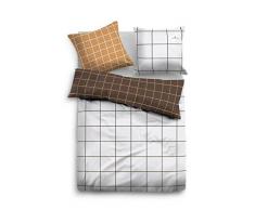TOM TAILOR 0069922 Satin Bettwäsche Garnitur mit Kopfkissenbezug (Baumwolle) 1x 155x200 cm + 1x 80x80 cm, Cognac