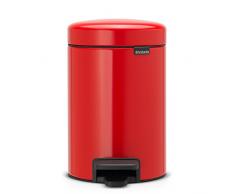 Brabantia Treteimer mit Inneneimer aus Kunststoff, stahl, Passion Rot, 3 Liter