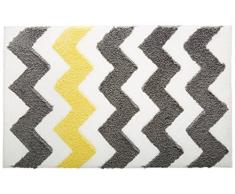 InterDesign Chevron Duschvorleger, rutschfeste und schnelltrocknende Badmatte aus Microfaser-Polyester mit Zickzack-Muster, grau/gelb