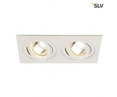 SLV LED Deckeneinbaustrahler NEW TRIA 155 I eckig, QPAR 51, GU10, double, CS, Clipfeder, weiÃ, Einbauleuchte, Deckenstrahler, dreh- und schwenkbare Deckeneinbauleuchte, Indoor