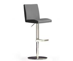 Robas Lund Barhocker Grau mit Lehne Barstuhl drehbar 360 Grad, Hocker höhenverstellbar, PU LO.PES