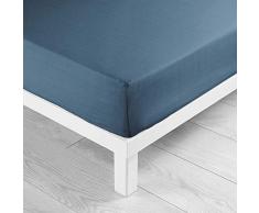 Douceur dIntérieur Lina Spannbettlaken, für Einzelbett, Baumwolle, 90 x 190 cm, Nachtblau