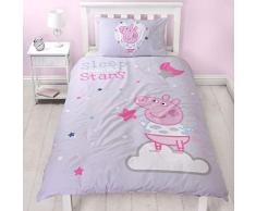 Peppa Wutz-Bettwäsche, wendbar, zweiseitig, Peppa Wutz, Bettbezug mit passendem Kissenbezug, Violett