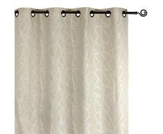 LINDER 0977/15/375FR Vorhang, geometrisches Motiv, Polyester/Leinen/Baumwolle, 135 x 260 cm, Elfenbein, 135x260