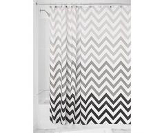 InterDesign Ombre Chevron Textil Duschvorhang | 183 cm x 183 cm Vorhang aus Stoff mit Zickzackmuster | pflegeleichte Duschabtrennung für Badewanne und Duschwanne | Polyester grau