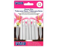 PME Mittlere Blumenbilder, Packung mit 12 Stück, Kunststoff, Weiß, 0.8 x 0.8 x 5.6 cm, Einheiten