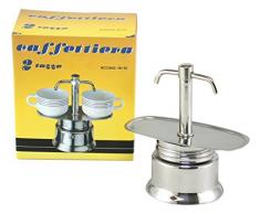 Bialetti Espresso Kaffeemaschine mit Zwei Ausgüssen, für 2 Tassen, Edelstahl, Grau