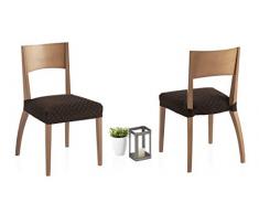 Bartali Zweier Set Stretch Hussen für Stühle Olivia - Farbe Braun - Größe (45 x 45 cm)
