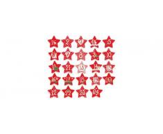 Glorex 61710121 - Holzsterne für Weihnachtskalender, Adventskalender mit Zahlen 1 bis 24 - Rot