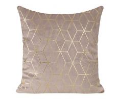 Eurofirany Kissenhülle Kissenbezug Couchkissen Sofakissen Bettkissen Zimmerdekoration Elegant Edel Exklusiv Velvet Samt Geometrische Muster, Puder, 45x45cm, 2