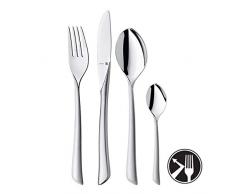 WMF Virginia Besteckset, 6 Personen, 24-teilig, eingesetzte Messerklinge, Cromargan protect Edelstahl teilmattiert, extrem kratzbeständig, spülmaschinengeeignet