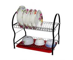 MSV 110525 Geschirrabtropfer mit 2 Ebenen Kunststoffplatte, Plastik, Rot, 30 x 20 x 15 cm