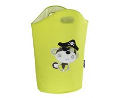 WENKO Wäschesammler Kids Anton Grün niedlicher Wäschesack mit zwei praktischen Tragegriffen mit Piraten Aufdruck, 24 l Stauraum in einem Fach, (B x H x T): 40 x 52 x 20 cm, kindliches Motiv