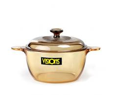 Visions Kochtopf Versa aus Pyroceram-Glas 2,5 Liter mit Glas-Deckel, braun