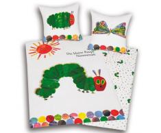 Bettwäsche Raupe Nimmersatt, Kopfkissenbezug 70x90cm, Bettbezug 140x200cm, Renforce,