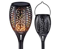 GreenBlue GB156 Solar Gartenfackel mit Realistischen Flammen Garten Beleuchtung Licht Wasserdicht IP65 Flackern LED Flamme (1 Stück)