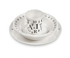 Kay Bojesen Kindergeschirrset dänisch Kinder-Set, 3 TLG, Melamin, Porzellan, Weiß, 22 cm tiefer Teller: Ø 18.5 cm