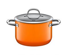 Silit Passion Orange Kochtopf hoch mit Glasdeckel, 20 cm, Fleischtopf 3,7l, Silargan Funktionskeramik, Schüttrand, induktionsgeeignet, Auslaufmodell, orange