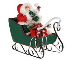 WeRChristmas Dekofigur Weihnachtsmann im Schlitten, 60 cm, Rot/Grün