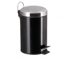 SANWOOD schwarz Treteimer, Bad-Abfalleimer 3 Liter mit Griff, Kosmetikeimer aus pulverbeschichtetem Stahl mit Edelstahl Deckel, Metall, 22 x 17 x 24 cm
