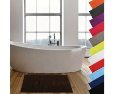 MSV Badteppich Badvorleger Duschvorleger Chenille Hochflor Badematte 40x60 cm – Braun