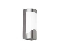 WOFI Außenwandleuchten, Metall, E27, 15 W, Edelstahl Gebürstet Roh, 9.2 x 10.5 x 23.4 cm