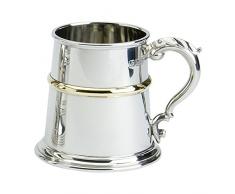 Edwin Blyde & Co Franklin Stil mit Touch Abdrücke 1 Pint Bierkrug, Basis Ring um Mitte mit massivem Metall Messing, Zinn