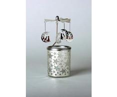 Kerzenfarm Hahn Glaskarussell Teelichthalter Windlicht 84344 Motiv HALBMOND Größe 16 x 6 x 6 cm Glaskarussel, Glas, Silber 6 cm