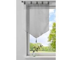 Gardinenbox Scheibengardine »Lyon« Quaste Modern Zeitlos Voile Küchenfenster Sichtschutz HxB 90x60 cm Grau Scheibenhänger Spitzpanneaux, 10000333