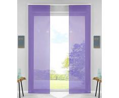 2er Set Schiebegardinen Flächenvorhänge Vorhang Gardine Schiebe HxB 245x60 cm Lila Komplett mit Paneelwagen Beschwerungsstange, 85589N2