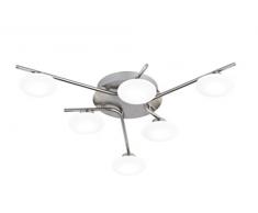 WOFI Deckenleuchte, 6-flammig, Serie Everett, 6 x LED, 3 W, Breite 57 cm, Höhe 10 cm, Tiefe 57 cm, Kelvin 3000, Lumen 270, nickel matt 9067.06.64.0000