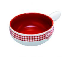 KUHN RIKON 32181 Fondue Käsefondue Caquelon Karo Hirsch,Induktion 23cm Weißer Ton weiß mit rot/weißem Karodekor und Hirschmotiv