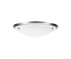 Paulmann 70344 Deckenleuchte Arctus Wandleuchte IP44 Deckenlampe max. 60W Flurlicht Eisen gebürstet Opak Metall Glas Wandbeleuchtung 230V E27 275 mm