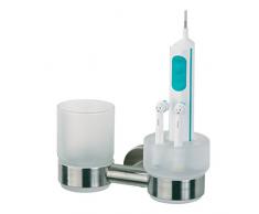 Tiger Boston Dental-Set mit Halterung für elektrische Zahnbürsten, Edelstahl gebürstet, Glas gefrostet