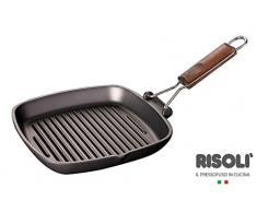 Risoli saporella Grillpfanne antihaft, Aluminium, schwarz, 20 x 20 x 2,5 cm