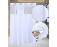 Conbo Mio Hakenloser Duschvorhang mit Einrasteinsatz für Badezimmer Wasserdicht rostfrei mit Magnet Premium Flex On Ringe 71 x 74 White D