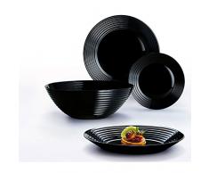 Luminarc Tafelservice Hartglasgeschirr Tafelset, Essservice Harena 19-TLG, Glas, Schwarz