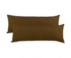 aqua-textil Classic Line Seitenschläferkissen Bezug 40 x 200 cm dunkel braun Baumwolle Kissenbezug Reißverschluss