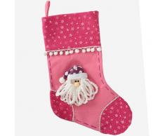 WeRChristmas 48 cm, Weihnachtsstrumpf, Mit Motiv: Kopf von Weihnachtsmann/Santa, Weihnachtsdekoration, Hot Pink, Violett