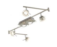 Briloner Leuchten 3166-062 A+, Deckenleuchte, Deckenlampe, LED Deckenstrahler, Spots, Wohnzimmerlampe, Gelenkbogen, Schienensystem, Deckenleuchte, Schlafzimmerlampe, Küchenlampe, Metall, 26 Watt, matt-nickel, 150 x 12 x 16.4 cm