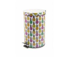 Villa d Este Home Tivoli Home Abfalleimer Pedal Ananas, 12 l, Metall, Mehrfarbig, 25 x 25 x 38 cm