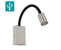 EGLO TAZZOLI Wandleuchte, Stahl, 3.5 W, nickel-matt, schwarz