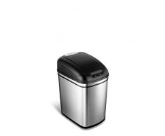 NINESTARS DZT-50-6 Automatischer berührungsloser Infrarot-Bewegungsmelder Mülleimer, 50 l, Edelstahlboden Art Deco 6 Gal Edelstahl